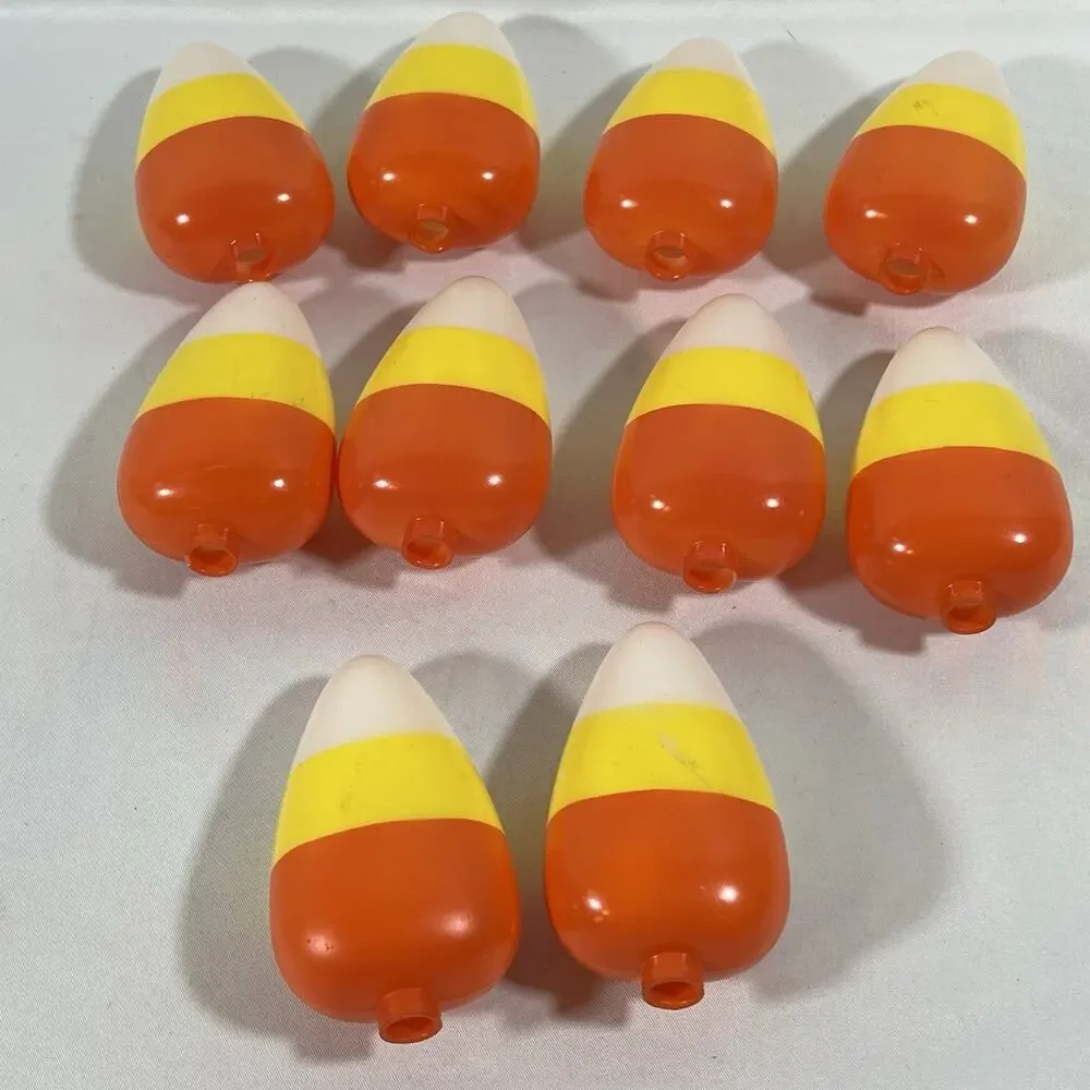 Vintage Set of 10 Candy Corn Blow Mold Plastic String Light Covers Halloween
